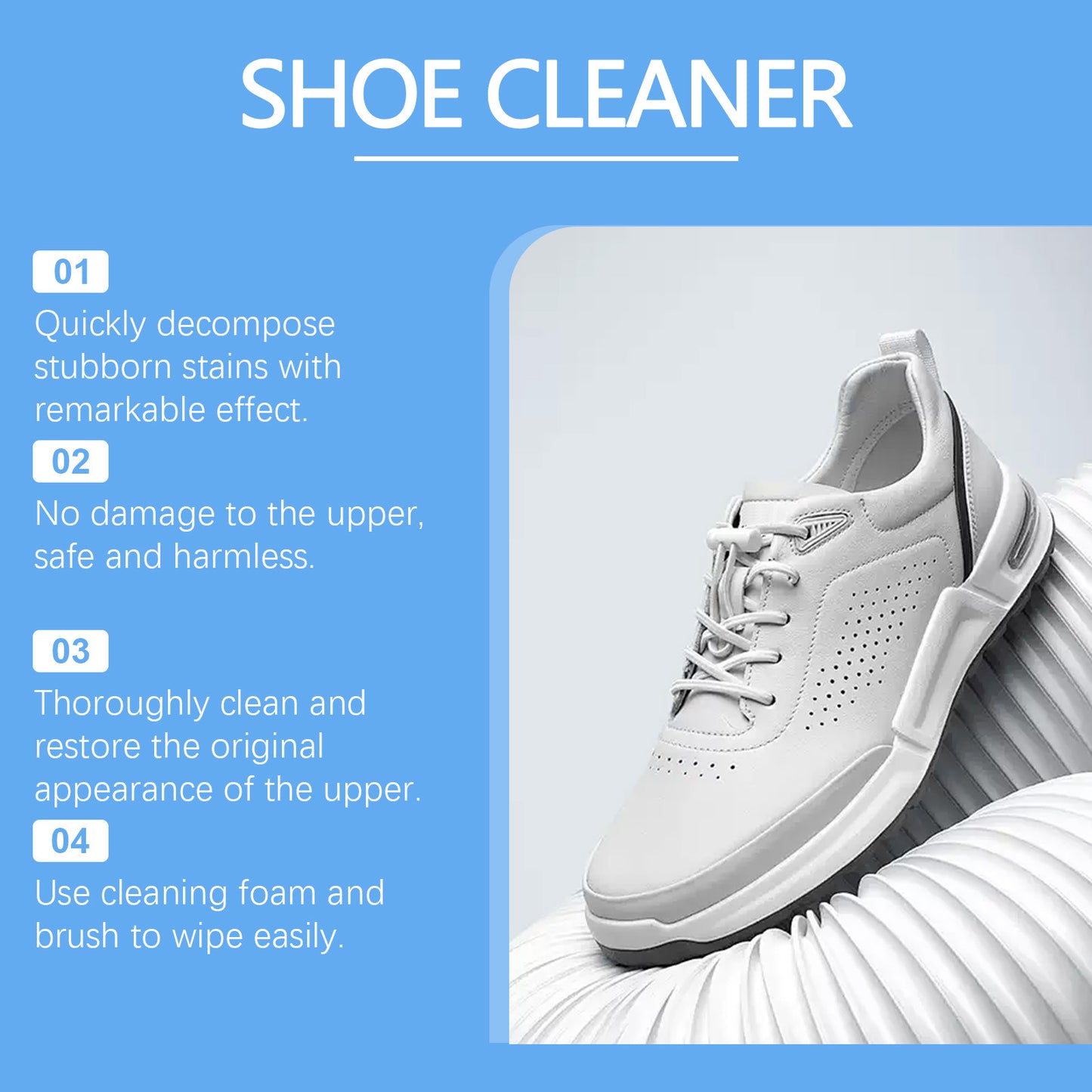 Jakehoe Sports Shoe Cleaner White Shoe Foam Cleans Quickly Removes Stains Without Damaging the Upper Comes with a Brush Head