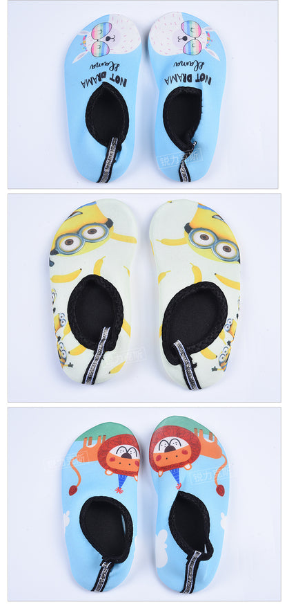 Cartoon Children's Beach Shoes Hard Sole Wading Shoes Diving Equipment Snorkeling Shoes and Socks Barefoot Swimming Shoes Diving Socks Quick-drying