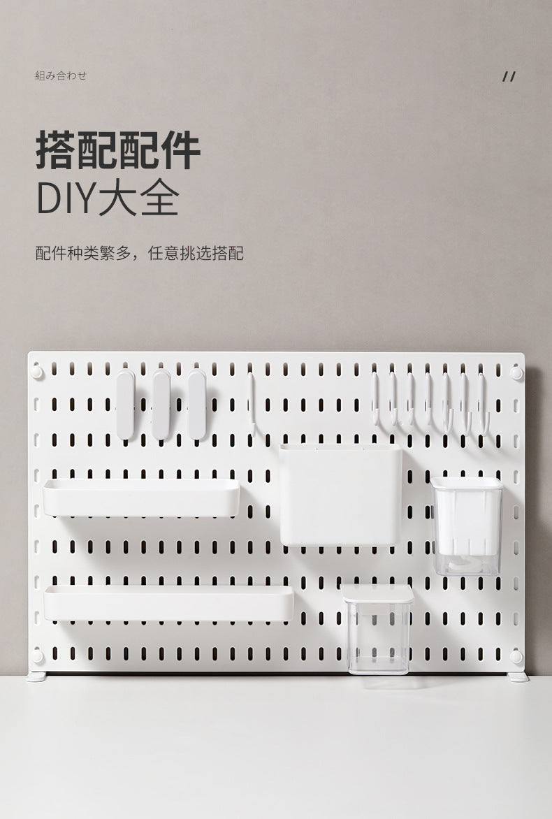 Desktop Perforated Board Storage Rack Organizer Office Partition Workstation Desk Stationery Organizer Shelf No Drilling Required