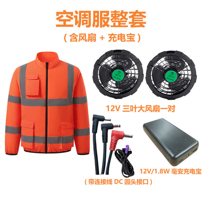 New Summer Fan Clothes Construction Site Cooling Air-Conditioning Clothes Outdoor Reflective Strip Air-Conditioning Clothes Men's Style with Fan