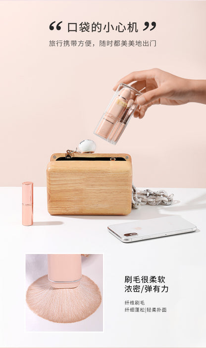 New Eight-In-One Mini Makeup Brush Set Portable Retractable Boxed Eye Shadow Brush Loose Powder Brush Concealer Brush