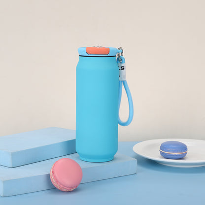 New Style 304 Stainless Steel Thermos Outdoor Portable Cans Lanyard Accompaniably Cups Solid Color Household Straight Water Cup