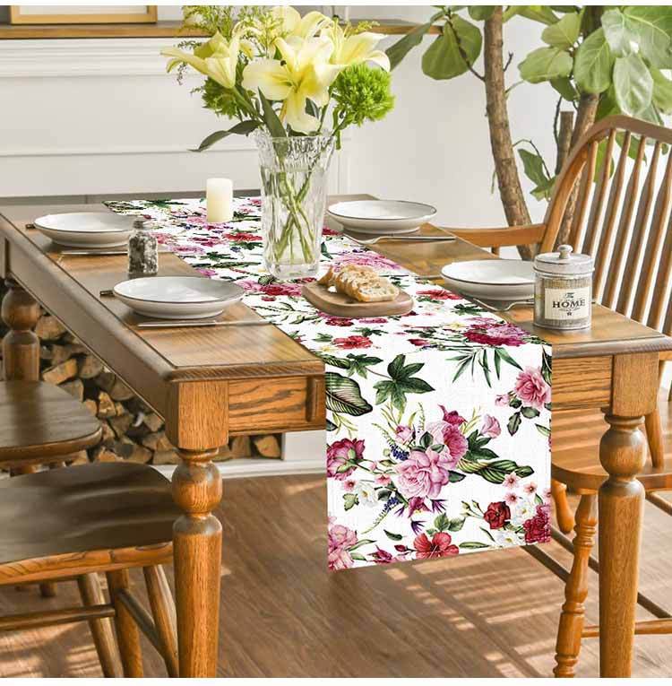 Spring and Summer Table Flags, Rose Red Flowers, Linen Tablecloths, Cross-Border Manufacturers, Direct Sales, Dining Table, Coffee Table Decoration, Insulation Pads Wholesale