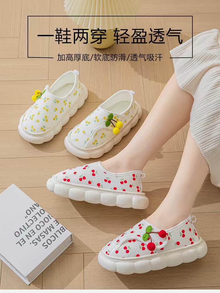 25 Maternity Postpartum Shoes for Summer, Comfortable Thin Style, Closed-Back Slippers for Postpartum Women, Non-Slip Thick-Soled Soft-Soled Cotton Shoes with Tassels
