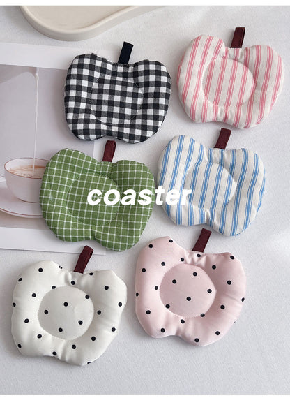 Meizuo Elements Korean-Style Ins-Style Apple Quilted Coasters Fabric Tea Coasters Cute Anti-Scalding Mats Factory Direct Sale