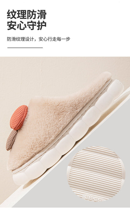 Cotton Slippers for Women Autumn and Winter 2025 New Couple Indoor Home Non-Slip Student Dormitory Fleece-Lined Thick-Soled Slippers for Men