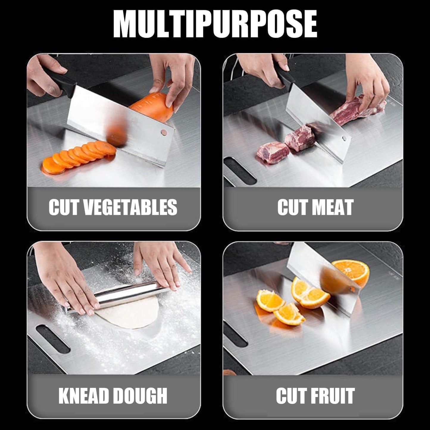 Manufacturer Wholesale Cross-Border 201 Stainless Steel Cutting Board, Thickened Anti-Mold Antibacterial Double-Sided Chopping Board, Kitchen Cutting Board