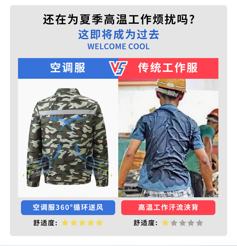 Cross-Border Cooling Air-Conditioning Clothing with Reflective Strips and Fan Cooling Clothing for Men and Women Labor Protection Summer Outdoor Work Clothes