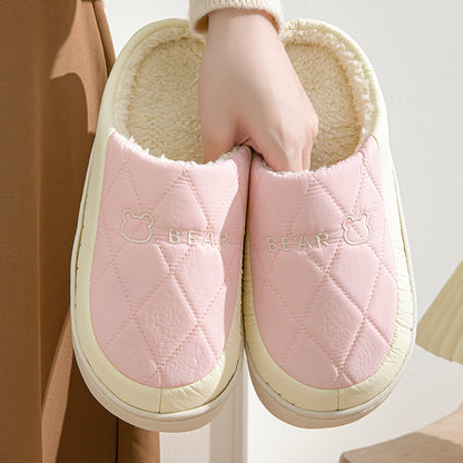 Winter Cotton Slippers for Men, Non-Slip, Wear-Resistant, Thickeneded, Lightweight, Outdoor Wear, Couple Style, Indoor Home, Warm Cartoon Cotton Slippers for Women