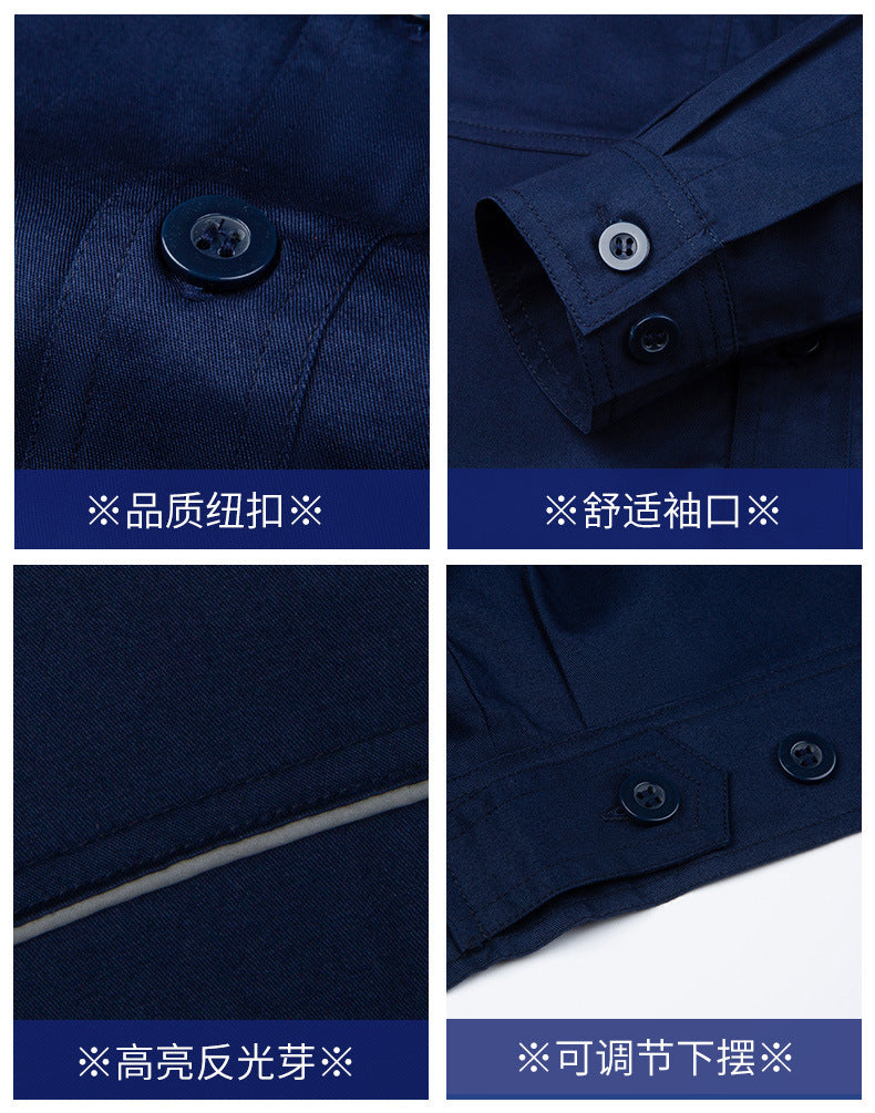 Pure cotton summer anti-static card pocket work clothes gas station filling station thin gas petrochemical long sleeve labor protection clothing
