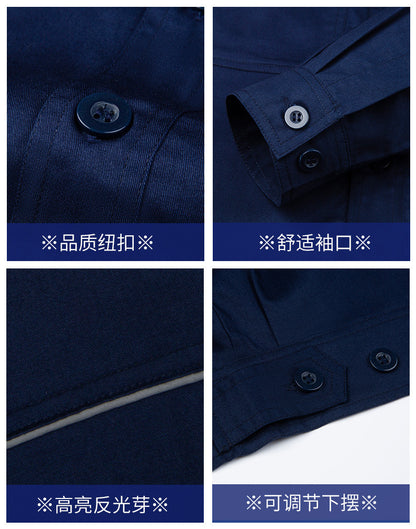Pure cotton summer anti-static card pocket work clothes gas station filling station thin gas petrochemical long sleeve labor protection clothing