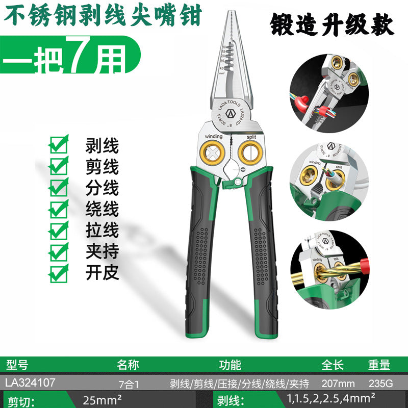 La a Stainless Steel Multifunctional Wire Stripping Pliers Electrician Special Pliers Tool Collection Electrician Pliers Wire Stripper Wire Cutter