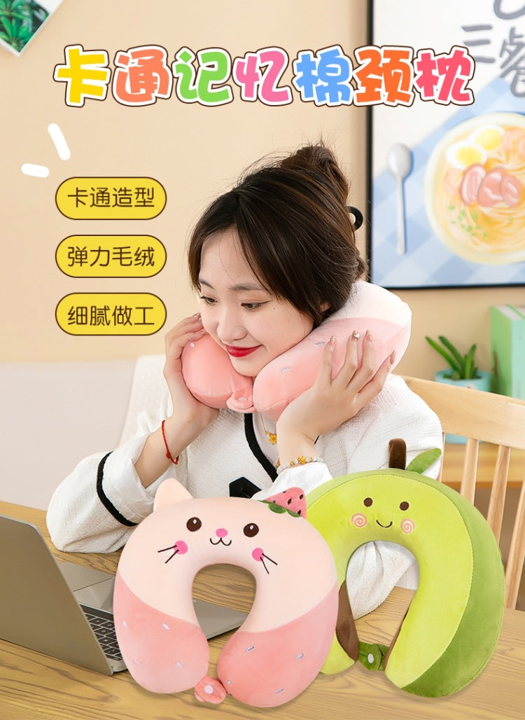 Neck Pillow Travel Memory Foam U-shaped Pillow Cartoon Gift Sponge Sleeping Neck Pillow Embroidery Slow Rebound Nap Pillow
