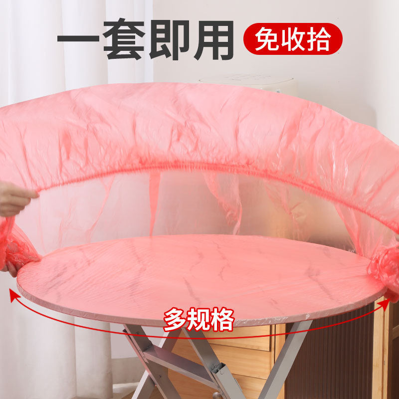 Disposable Tablecloth with Elasticated Edges for Round and Square Tables, Thickened Multifunctional Dining Tablecloth, Red Banquet Windproof Elastic Table Cover