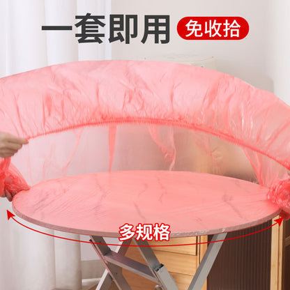 Disposable Tablecloth with Elasticated Edges for Round and Square Tables, Thickened Multifunctional Dining Tablecloth, Red Banquet Windproof Elastic Table Cover