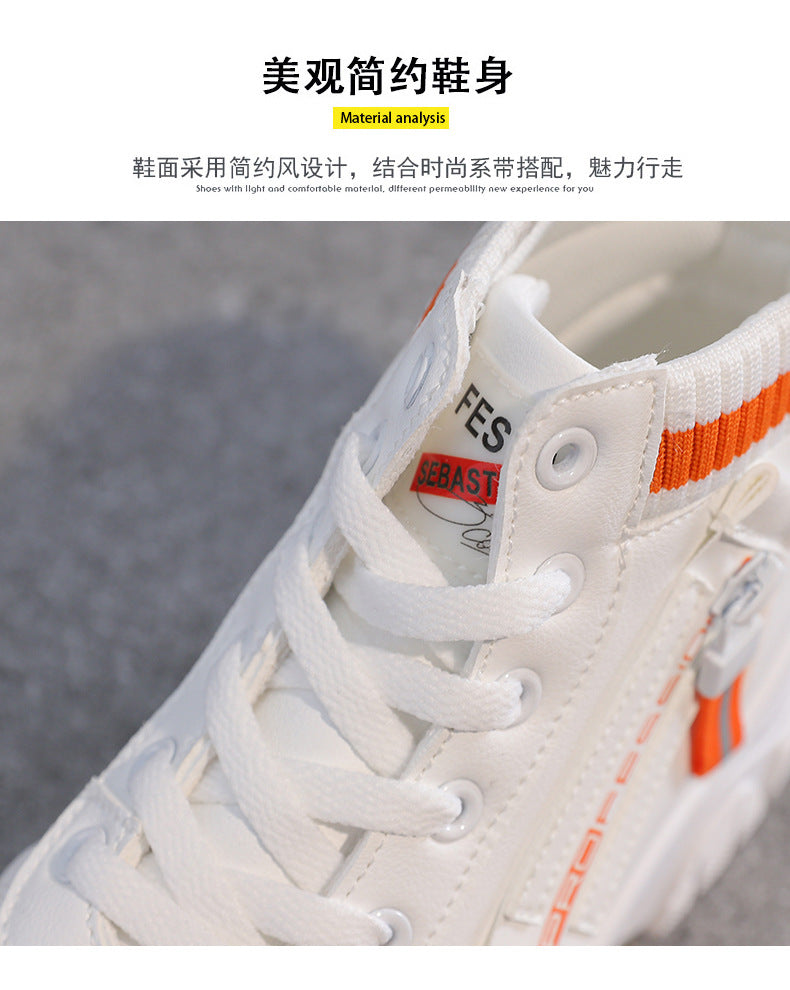 High-Top White Sneakers for Women 2026 Autumn Trendy Shoes Student Korean Style Versatile New Sneakers Sports Shoes Women's Shoes Qr522