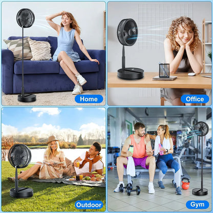 XIAOTREE Wireless Folding Desk Fan Telescopic Outdoor Travel Camping Floor Fan With 7200 mAh USB Rechargeable Fan Standing Fan