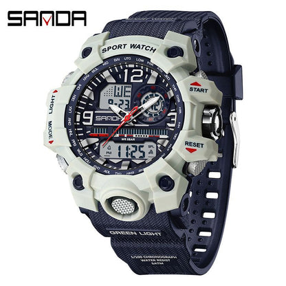 Sanda Hot-Selling Watch Korean Version Student Party Multi-Functional Waterproof Alarm Clock Electronic Watch Cool Dual Display Luminous Sports Watch by PDG ibma