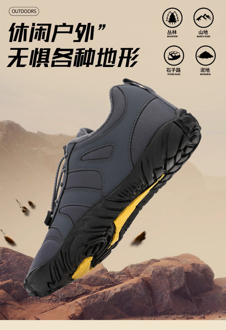 Outdoor Snow Boots, Home Cross-Border Winter New Style, Non-Slip Short Style, Fleece-Lined Warm Cotton Shoes, Thick-Soled Barefoot Five-Toe Shoes