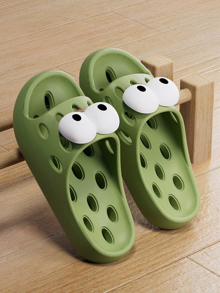 Bathroom Bath Slippers Women's Cartoon Eyes New Summer Home Dormitory Hotel Anti-slip Water Leakage Quick-drying Sandals for Men