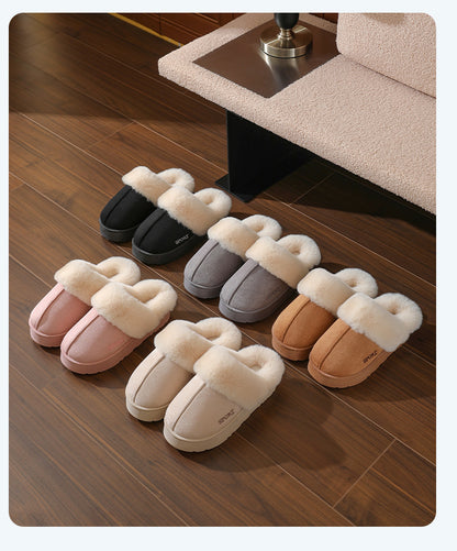 Couple's Cotton Slippers for Women, Thick-Soled, Warm, Non-Slip Home Slippers for Men, Autumn and Winter Indoor Non-Slip Soft-Soled Maternity Shoes