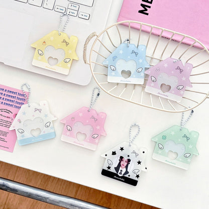 Original Star Little House 2inch Id Photo Card Holder Small Card Storage Card Holder Keychain Storage Pendant Card Holder