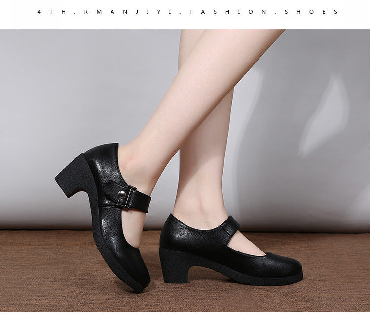 Factory direct sales dance shoes wholesale round head modern square dance shoes ladies mother shoes cross-border products 2025
