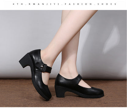 Factory direct sales dance shoes wholesale round head modern square dance shoes ladies mother shoes cross-border products 2025