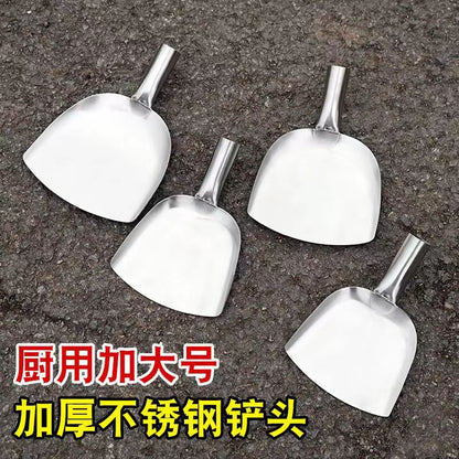 Stainless Steel Shovel Stir-frying Shovel Long Steel Handle Sketch Iron Shovel Kitchenware Hotel Large Sketch Thickened Stainless Steel Sketch