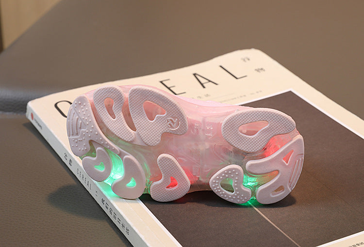 Spring LED lights men's and women's children's shoes factory direct breathable fly woven socks shoes luminous sports shoes spot