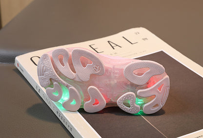 Spring LED lights men's and women's children's shoes factory direct breathable fly woven socks shoes luminous sports shoes spot