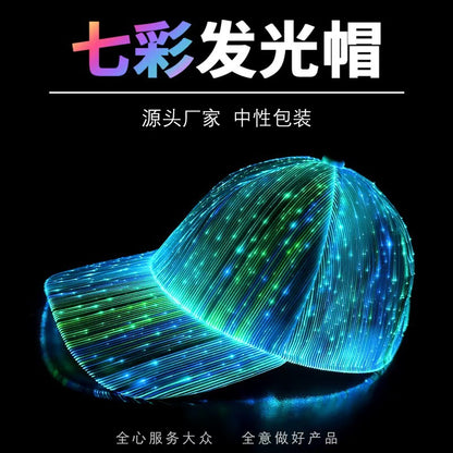 Cross-border charging LED fiber cap LED light knitted hat autumn and winter night running with light luminous hat