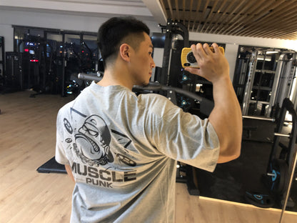 MUSCLE PUNK Original Loose plus size Half-sleeved T-shirt Men's Fashion Brand Printed Fitness Crewneck Top Short-sleeved