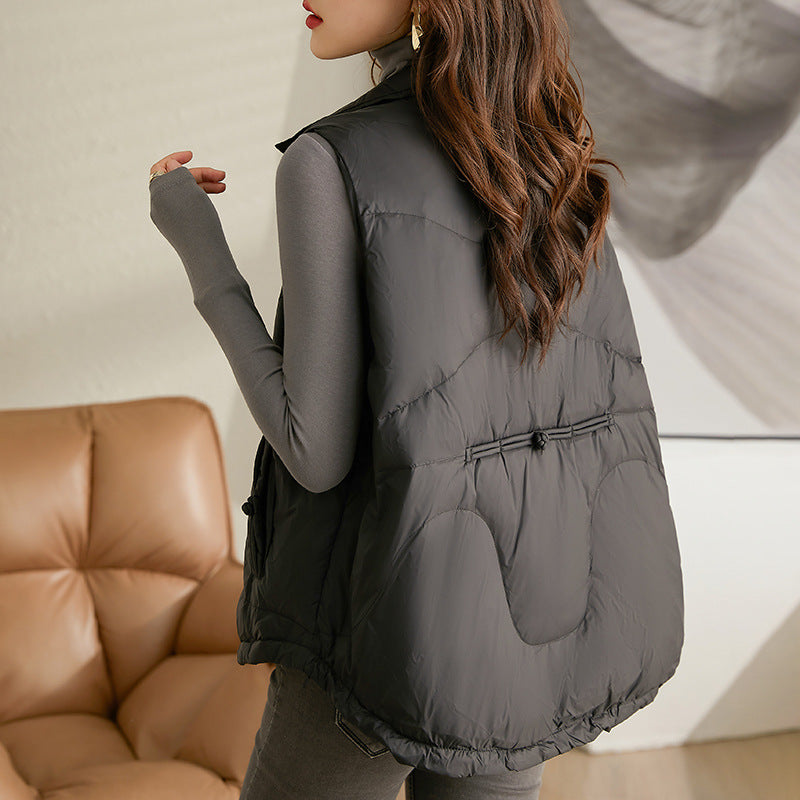 European Style Casual Loose Sleeveless down Cotton Vest Jacket for Women 2025 Winter Outerwear Vest Trendy