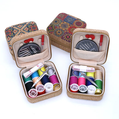 Amazon Cross-Border Household Practical Portable Multi-Functional Retro Sewing Box Sewing Kit Sewing Hand Sewing Set Tool