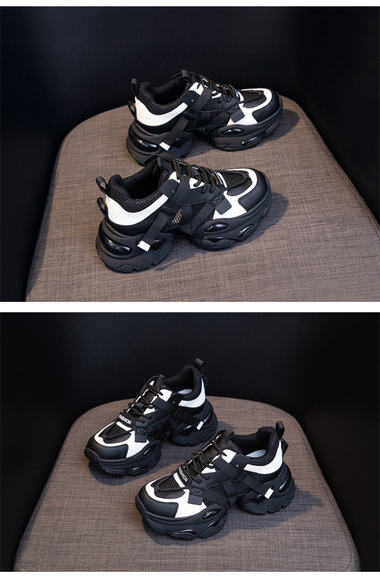 Thick-Soled Dad Shoes for Women 2025 Summer New Versatile Height-Increasing Breathable Mesh Sports Casual Shoes Platform Heel