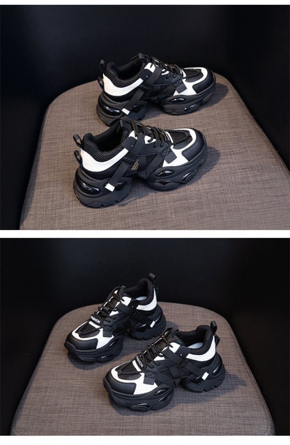 Thick-Soled Dad Shoes for Women 2025 Summer New Versatile Height-Increasing Breathable Mesh Sports Casual Shoes Platform Heel