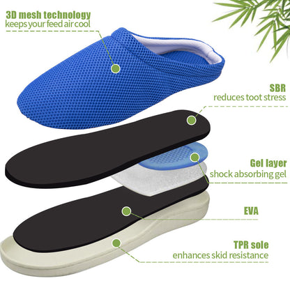 Spot cross-border e-commerce Amazon mesh bamboo fiber gel slippers slipper memory sponge composite slippers