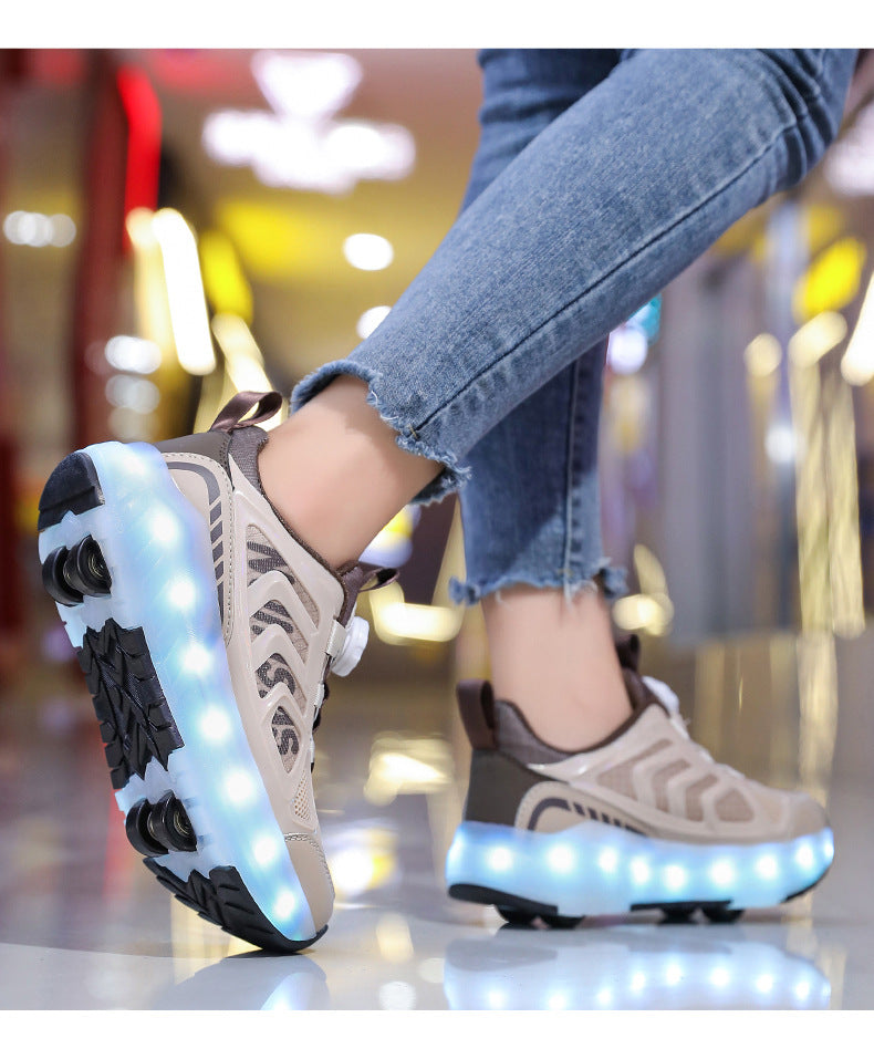 Cross-Border Children's Four-Wheel Roller Shoes, Boys' Light-Up Shoes, Detachable Girls' Student Sports Shoes, Children's Roller Skating Shoes