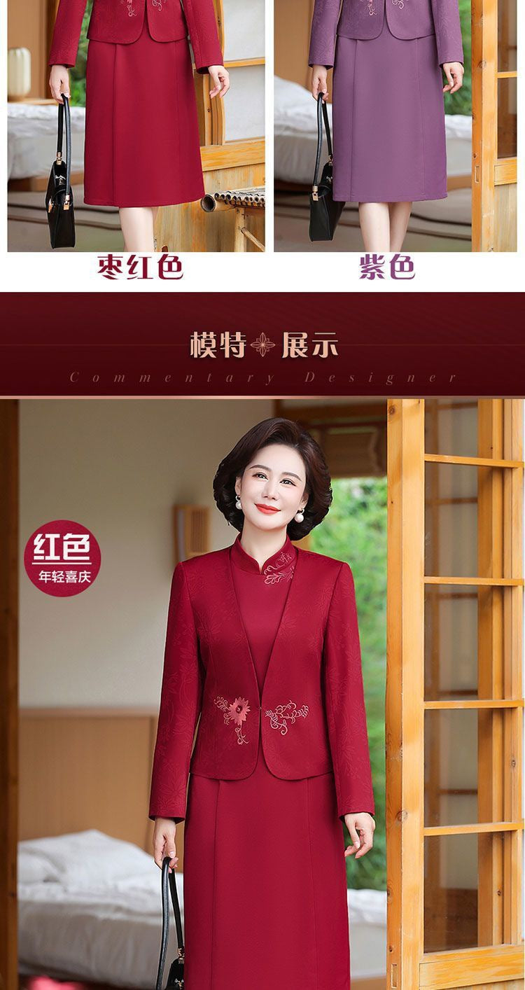 2024 New Chinese Mother's Wedding Dress Two-Piece Wedding Dress for dress Women's Spring and Autumn Middle Year Happy Mother-in-Law Wedding Dress