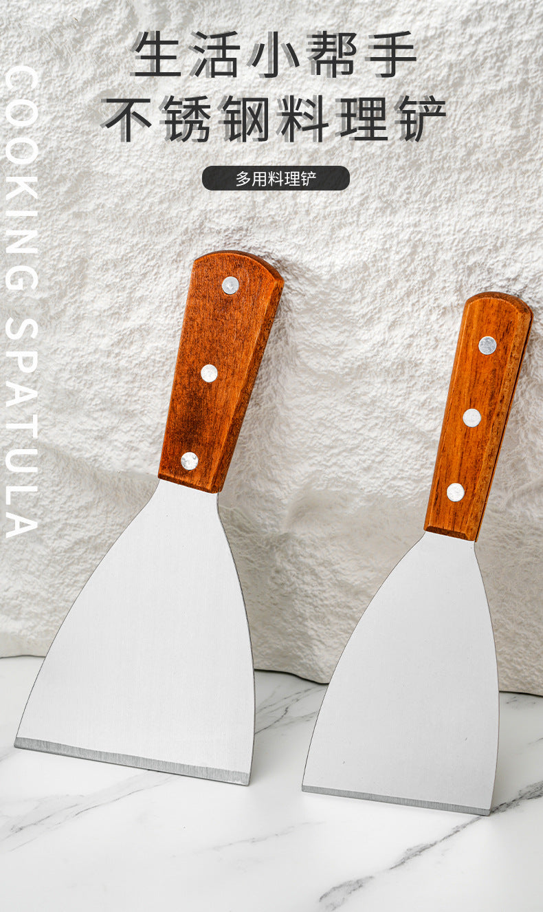 Triangle Stainless Steel Teppanyaki Grilling Shovel Multi-use Steak Hand-held Pancake Shovel Restaurant Teppanyaki Cuisine Gadget