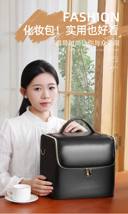 New Storage Bag Plaid Large Capacity High-Level Makeup Brush Set Makeup Makeup Artist Portable Cosmetic Bag