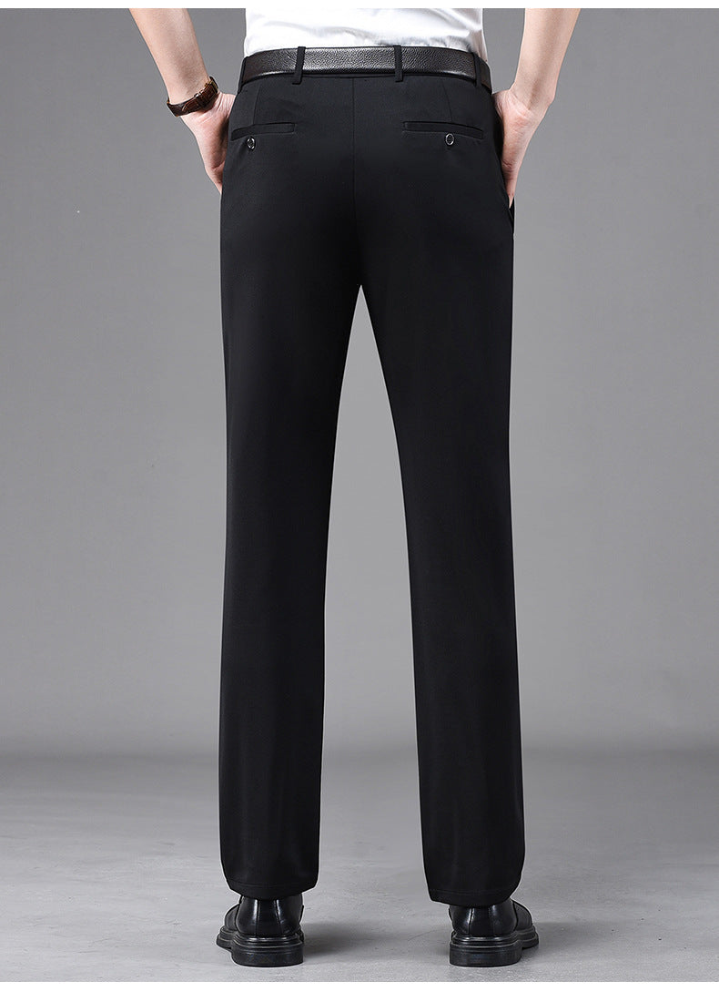 Business Casual Pants Men's Vertical Straight Dress Men's Spring and Summer Loose plus size Non-ironing Long Pants Stretch Pants