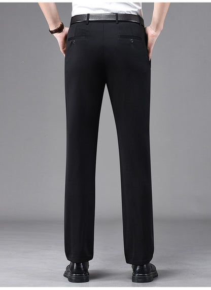 Business Casual Pants Men's Vertical Straight Dress Men's Spring and Summer Loose plus size Non-ironing Long Pants Stretch Pants