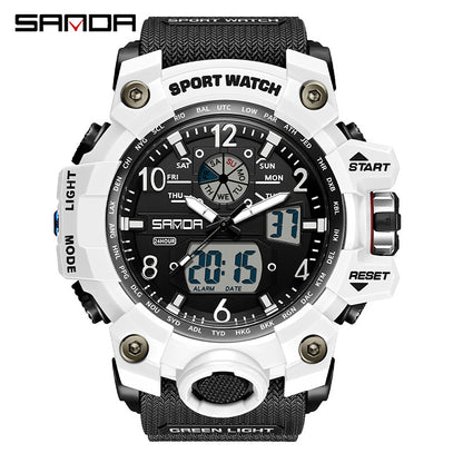Sanda Hot-Selling Watch Korean Version Student Party Multi-Functional Waterproof Alarm Clock Electronic Watch Cool Dual Display Luminous Sports Watch by PDG ibma