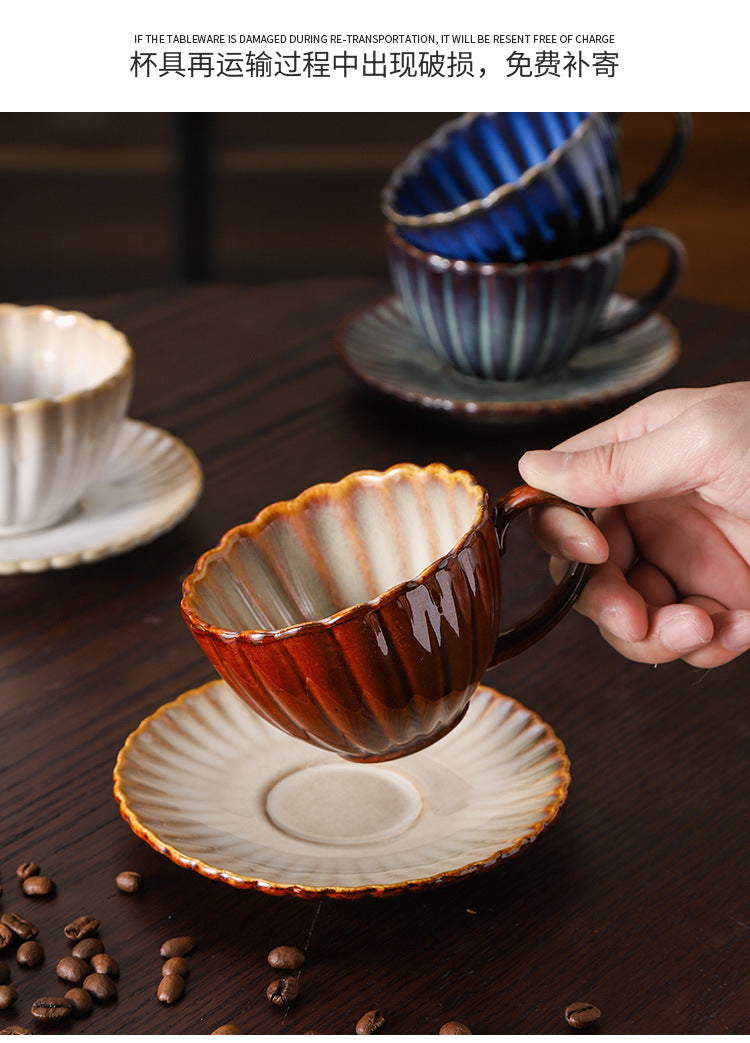 Retro High-grade Sense Striped Kiln Change Ceramic Cup Hotel Home Office Milk Coffee Cup Afternoon Tea Drinking Cup