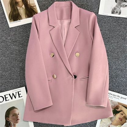 Green Metal Buckle Korean Style 2024 Spring and Autumn New Milk White Suit Jacket Women's Casual All-match High-end Suit