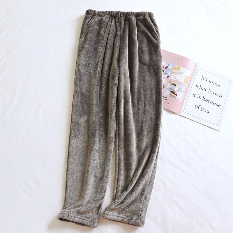 Flannel Women's Pajama Pants Fall/Winter Men's Loose Warm Simple New Couple's Home Pants Pants Winter One-Piece Hair