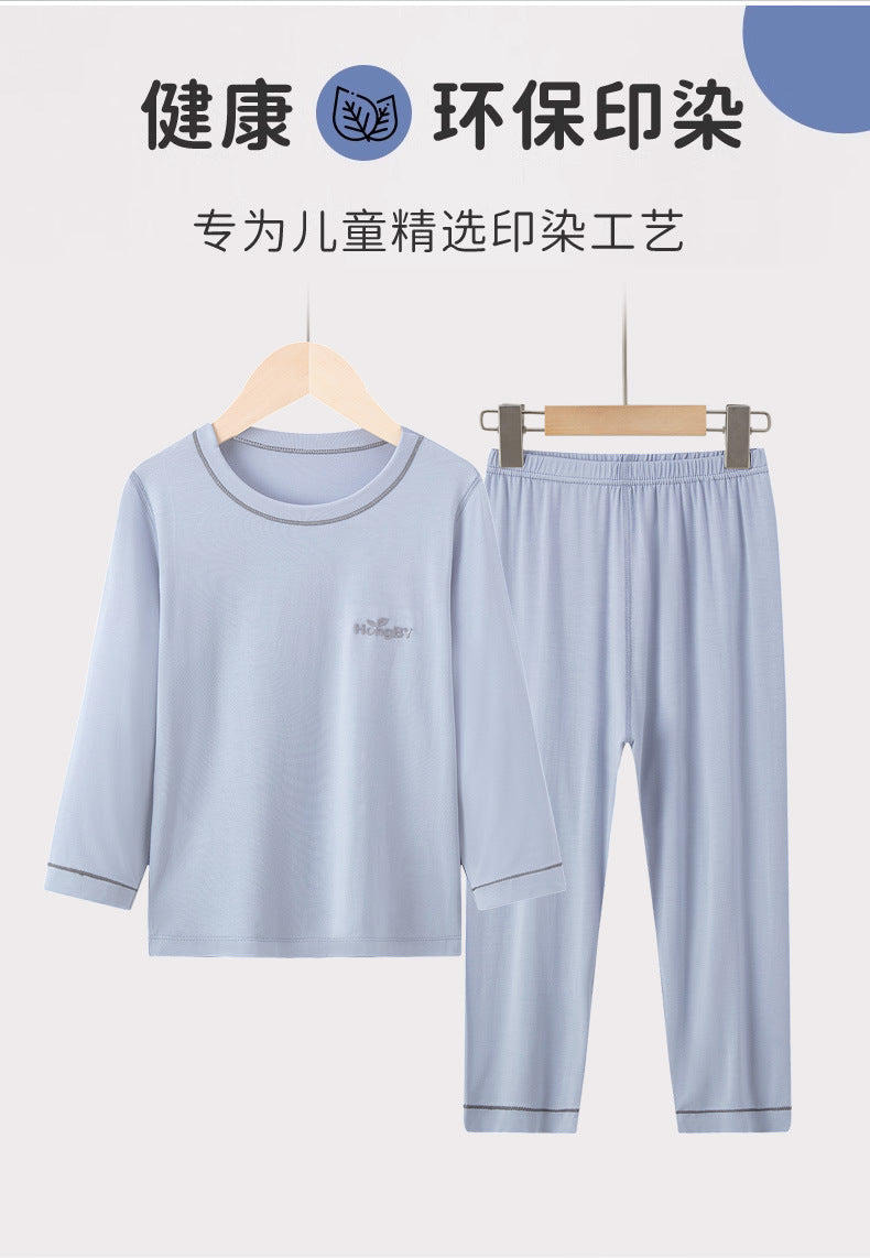 Summer Boys' Short-sleeved Shorts Modal Children's Pajamas Girls' Parent-child Home Clothes suit Children's Air-conditioning Clothes