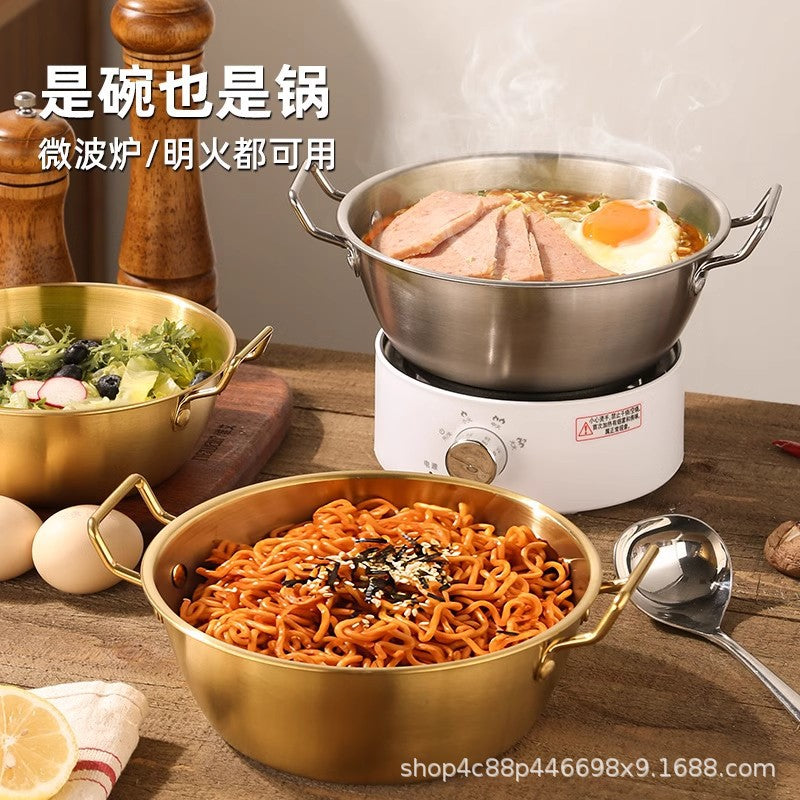 304 stainless steel bowl double ear bowl salad bowl snacks French fries fried chicken nuggets plate hot pot sauce bowl cooking bowl